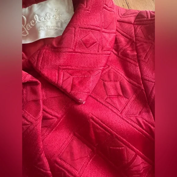 60s Vintage Malcolm Starr Red Satin Swing Coat - Picture 8 of 13